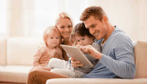 Family on couch
